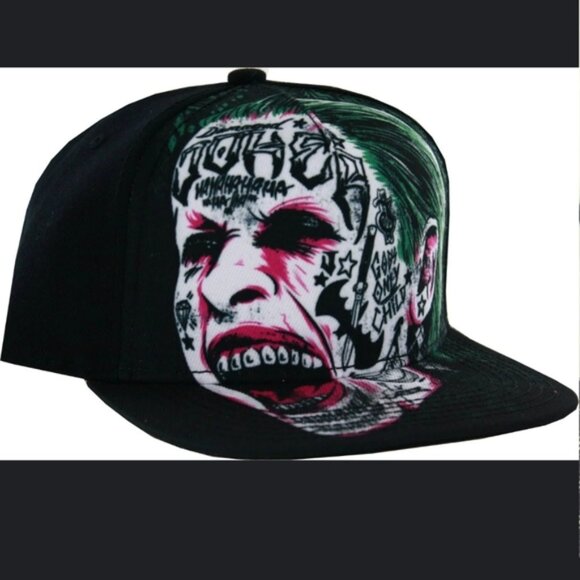 The Suicide Squad The Joker Face Tattoo Collectible Adjustable Hat Snapback Cap - Picture 1 of 6